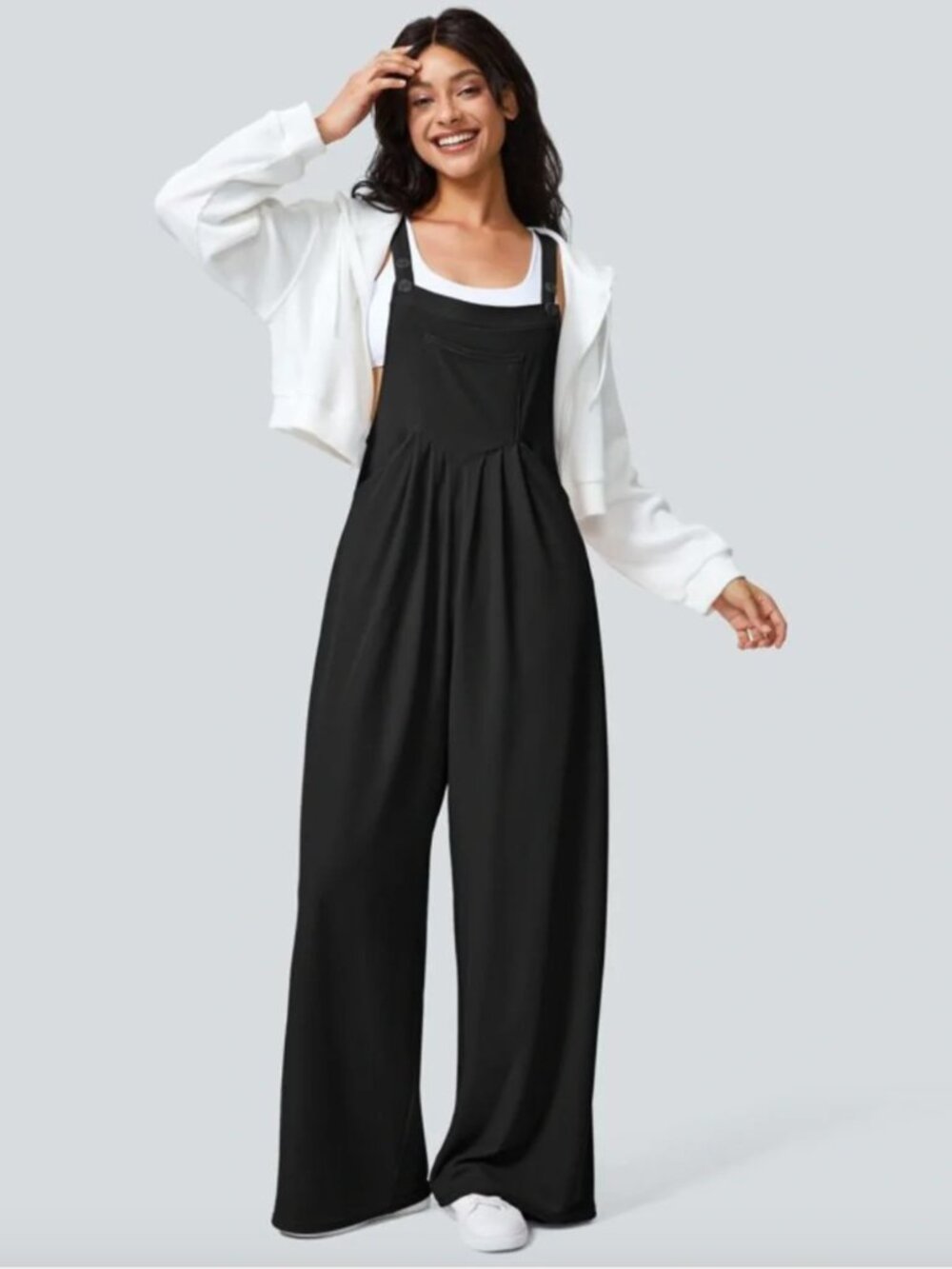 Halara NWT Black Flared Overalls With Pockets Size S Small